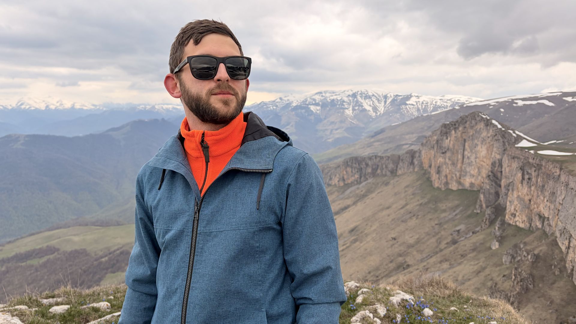 Alex Borunov on a ridge in the mountains of Armenia