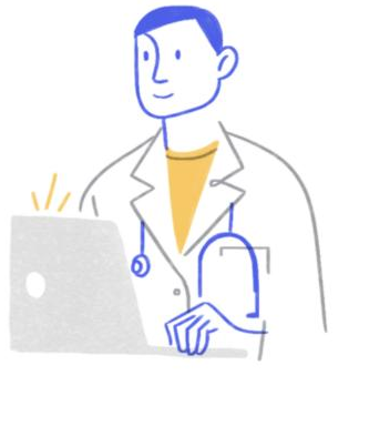 Illustration from Prosto Sprosit: a doctor at a laptop.