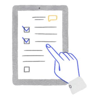 Illustration from Prosto Sprosit: a checklist on a tablet.